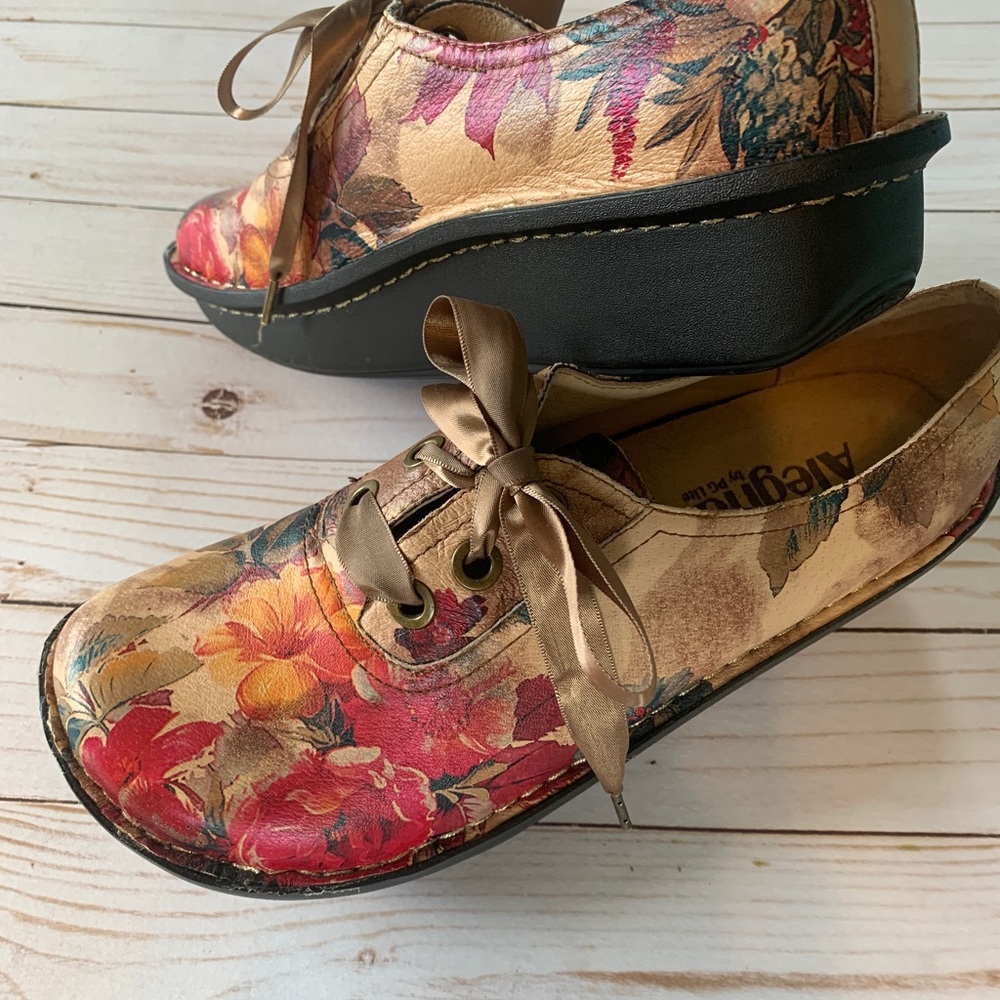 Alegria floral leather lace-up shoes by PG Lite Abbi Western Romance